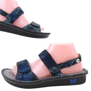 Alegria Blue Snakeskin Comfort Sandals Women's Size‎ 8
